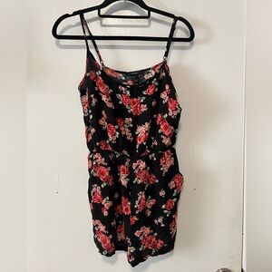Black floral romper